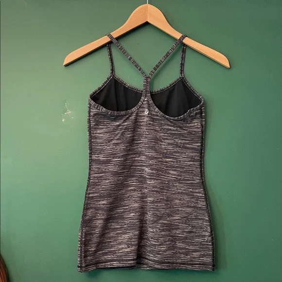 lululemon athletica Power Y Womens 6 Black & Grey Top Yoga Activewear - Picture 4 of 8